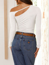 Cutout Asymmetrical Neck Long Sleeve T-Shirt OutfitFlow